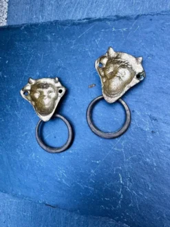 Paire de poignées de tiroir en bronze diable Art Nouveau