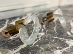 Paire de poignées en verre de Murano et laiton, Venise vers 1930