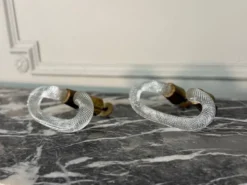 Paire de poignées en verre de Murano et laiton, Venise vers 1930