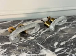 Paire de poignées en verre de Murano et laiton, Venise vers 1930