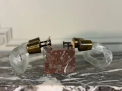 Paire de poignées en verre de Murano et laiton, Venise vers 1930
