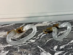 Paire de poignées en verre de Murano et laiton, Venise vers 1930