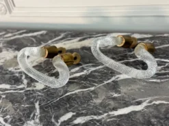 Paire de poignées en verre de Murano et laiton, Venise vers 1930