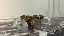 Paire de poignées en verre de Murano et laiton, Venise vers 1930