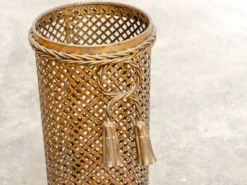 Paire de porte-parapluies vintage dorés 1950