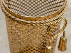 Paire de porte-parapluies vintage dorés 1950