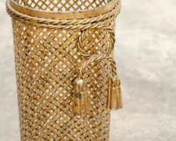 Paire de porte-parapluies vintage dorés 1950