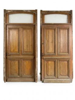 Paire de portes d'entrée en chêne massif, XIXe