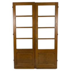 Paire de portes de séparation anciennes, verres biseautés