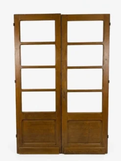 Paire de portes de séparation anciennes, verres biseautés