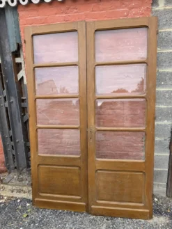 Paire de portes de séparation anciennes, verres biseautés