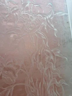 Paire de portes de séparation Art nouveau en verre gravé