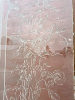 Paire de portes de séparation Art nouveau en verre gravé