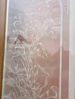 Paire de portes de séparation Art nouveau en verre gravé