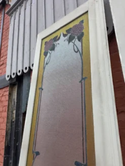 Paire de portes de séparation Art nouveau à verre émaillé
