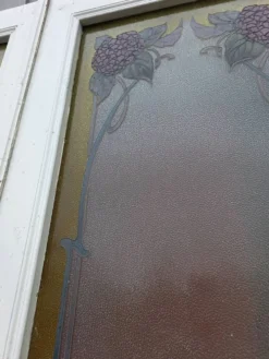 Paire de portes de séparation Art nouveau à verre émaillé