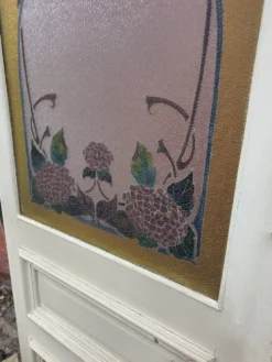 Paire de portes de séparation Art nouveau à verre émaillé
