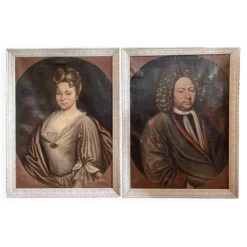 Paire de portraits début 18ème