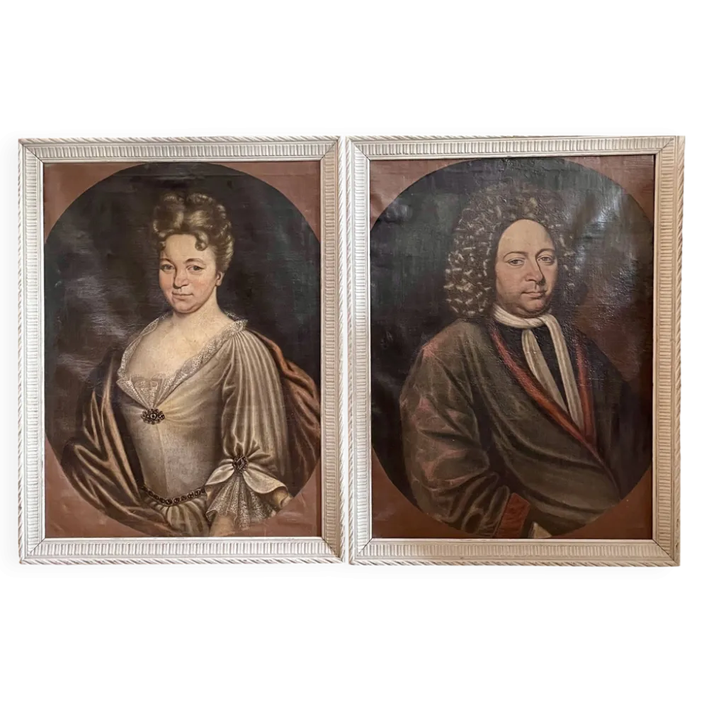 Paire de portraits début 18ème