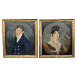 Paire de portraits style shabby chic