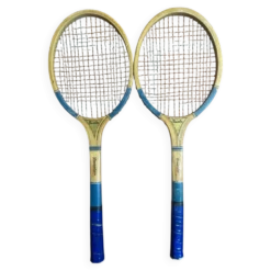 Paire de raquettes de tennis anciennes Majestic en bois, années 50