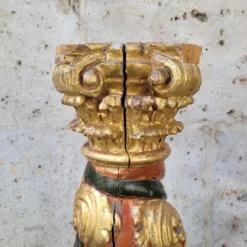 Paire de sculptures, colonnes torsadées, bois sculpté, doré et polychrome, XVIIIe siècle – Espagne