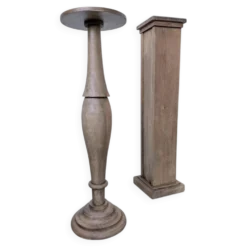 Paire de sellettes colonnes en bois 1950