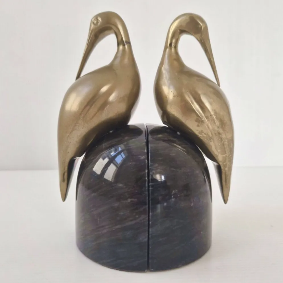 Paire de serre-livres aigrettes 1970