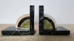 Paire de serre-livres Art Déco en marbre et onyx vert – Années 1930-1950