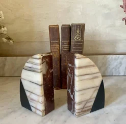 Paire de serre-livres Art déco en marbre