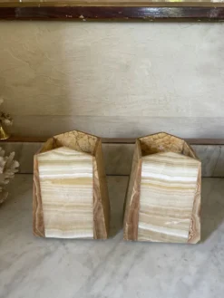 Paire de serre-livres art déco marbre et onyx