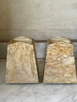 Paire de serre-livres art déco marbre et onyx