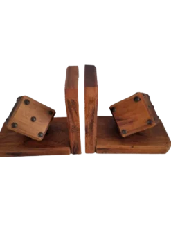 Paire de serre-livres avec dés en bois