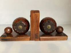 Paire de serre livres boules en bois