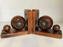 Paire de serre livres boules en bois