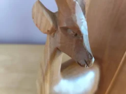 Paire de serre-livres cerfs vintage en chêne massif
