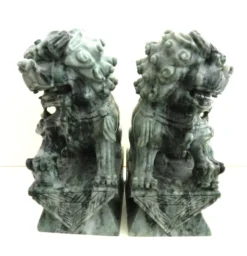 Paire de serre-livres Chien de Fô en Jade