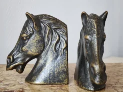 Paire de serre-livres en bronze – Chevaux Art déco