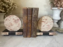 Paire de serre-livres en marbre et onyx Art déco