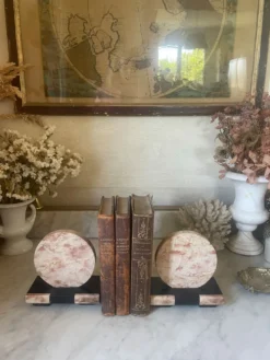 Paire de serre-livres en marbre et onyx Art déco
