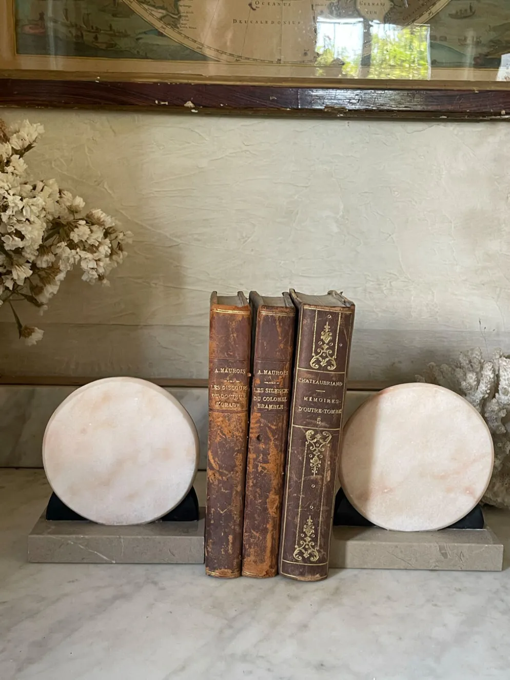 Paire de serre-livres marbre et onyx Art déco