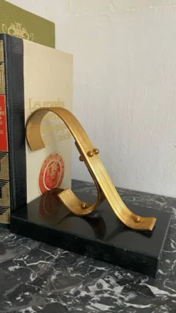 Paire de serre livres modernistes Gold Starry