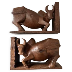 Paire de serre-livres scandinaves en teck