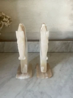 Paire de serre-livres tête de cheval vintage en onyx
