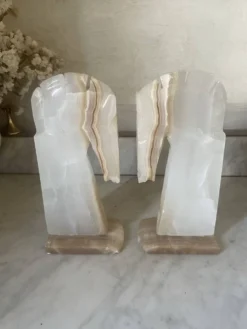 Paire de serre-livres tête de cheval vintage en onyx