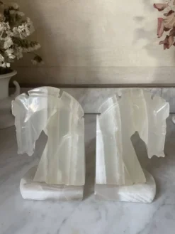 Paire de serre-livres tête de cheval en onyx