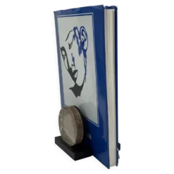 Paire de serre-livres vintage sculpturaux en pierre et laque noire