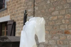 Paire de serre-livres vintage en onyx blanc – Têtes de cheval