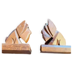 Paire de serre-livres vintage en bois sculpté – chiens Scottish Terrier