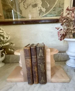 Paire de serre-livres vintage vase Médicis en onyx rose